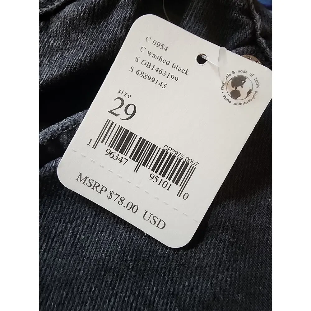 Free People We the Free Maddie Midrise Straight Distressed Jeans Washed Black 29 - Picture 10 of 10